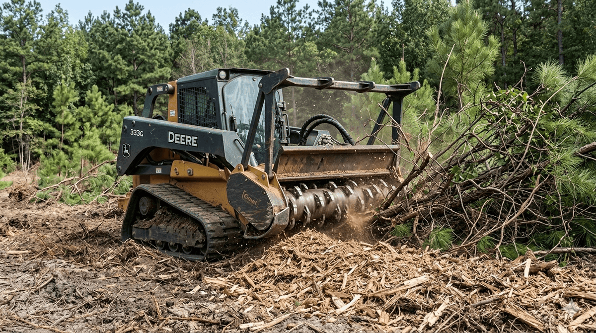 Forestry mulching machine processing brush on a Georgia property